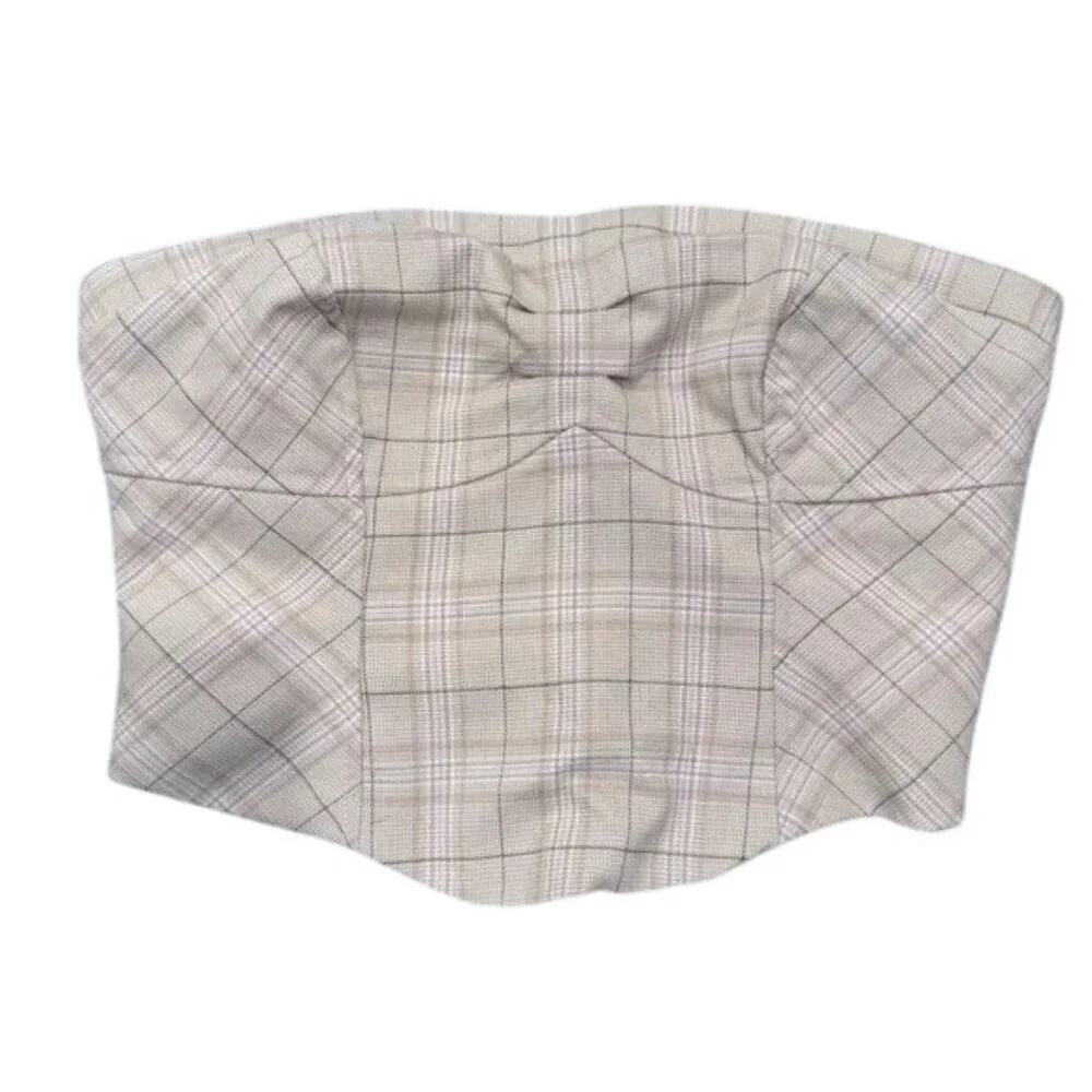 Free People Out West Plaid Strapless Corset Top